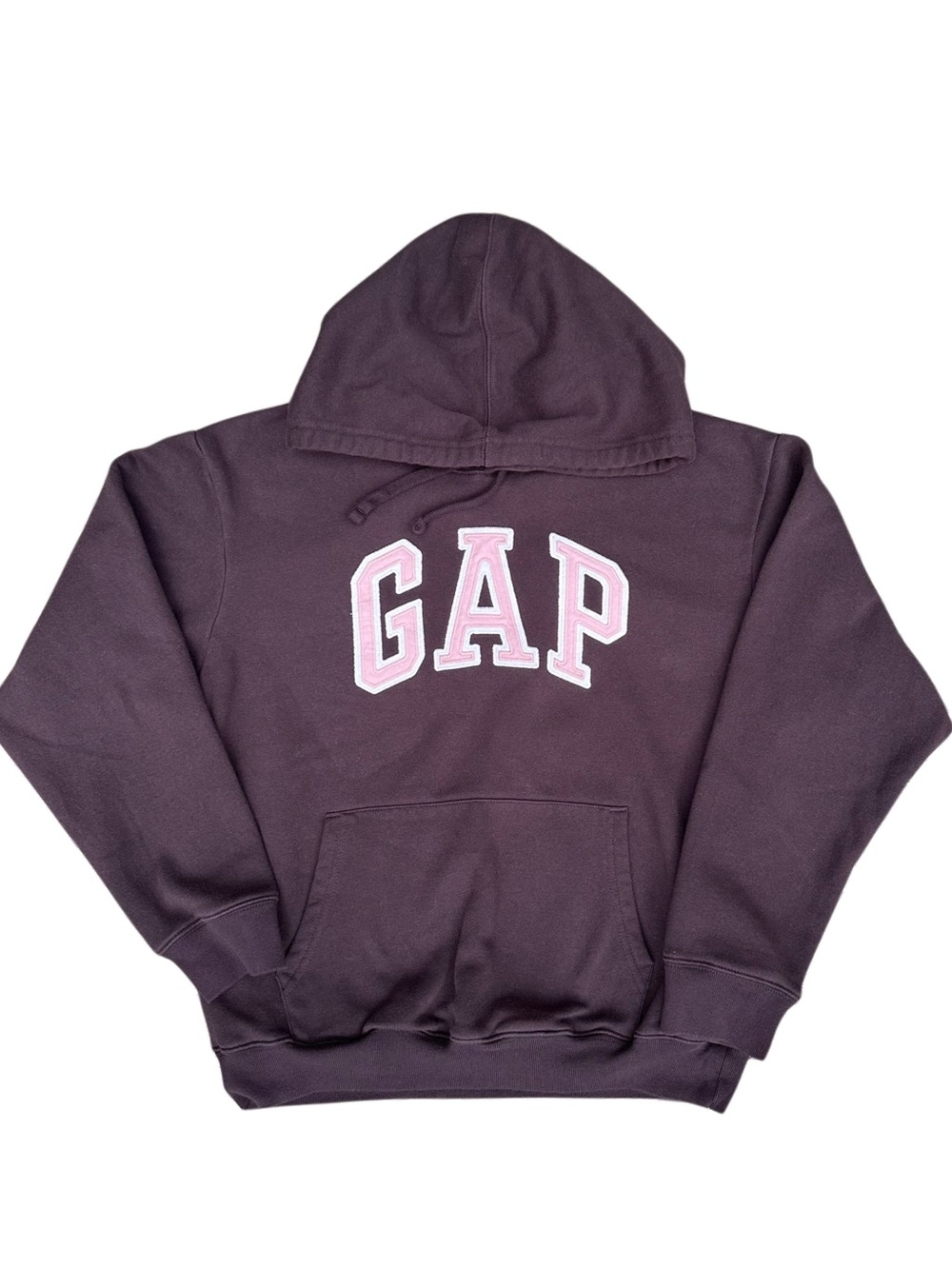 GAP Logo Pullover Hoodie Deep Plum Pink Logo Athleisure Size M Streetwear